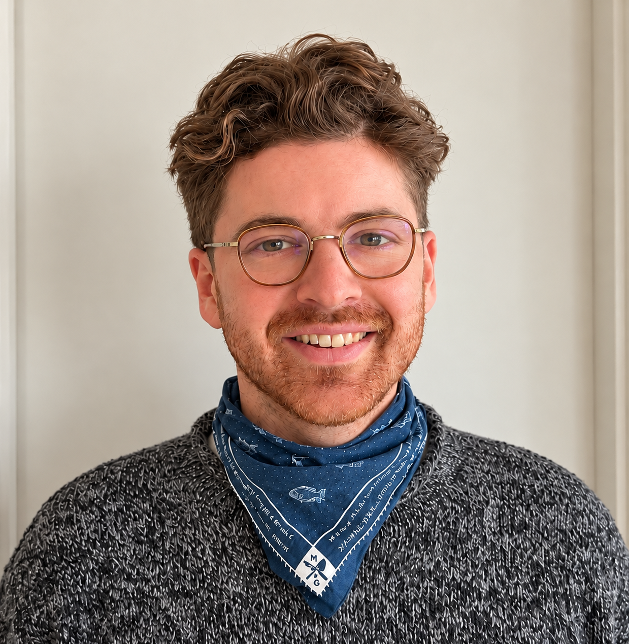 Smiling Man in Glasses and Bandana